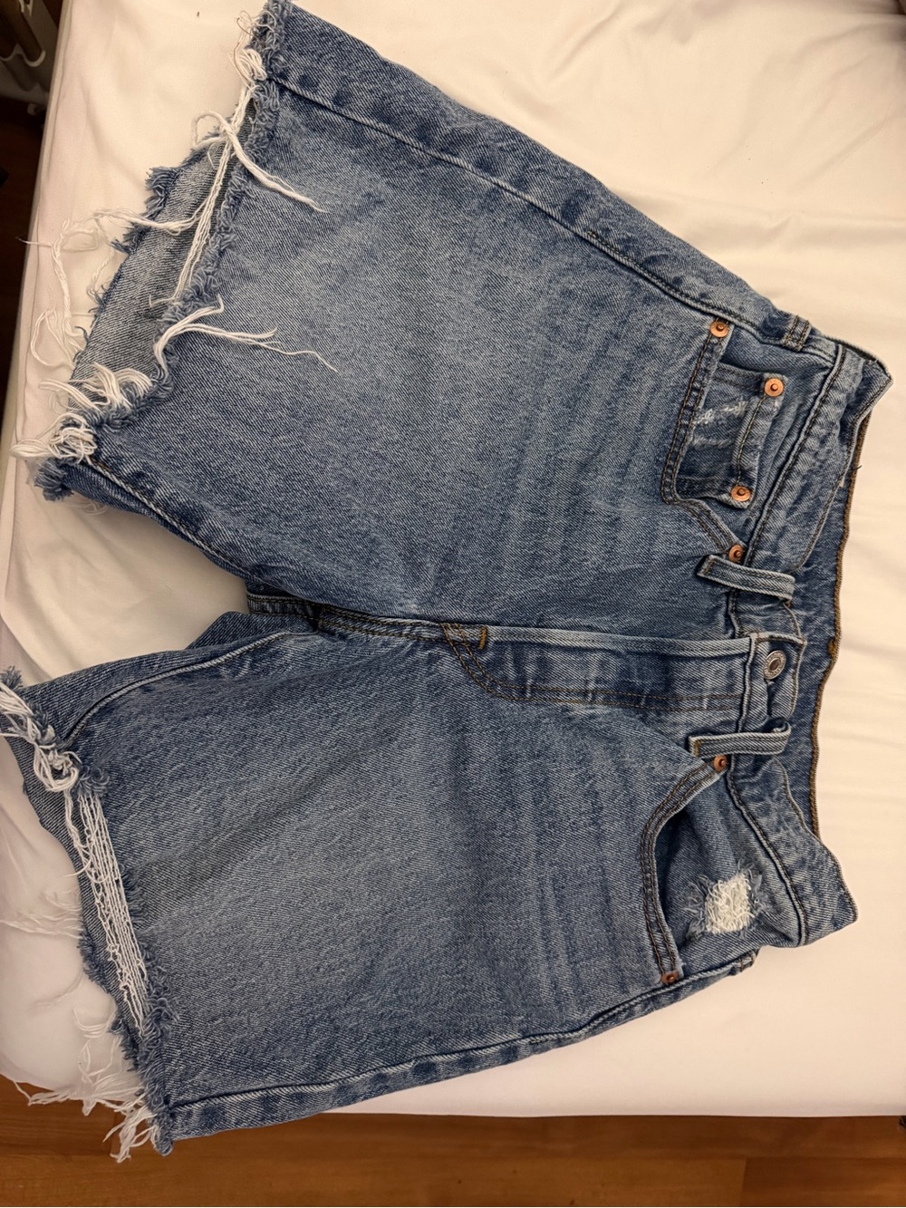 Levi's Light Blue Distressed Denim Cutoff Shorts